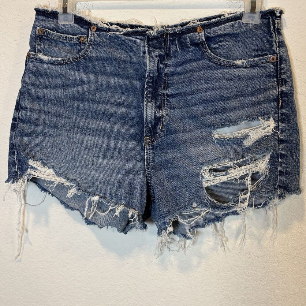 American Eagle 90s Boyfriend Short Distressed Denim Blue Size 12